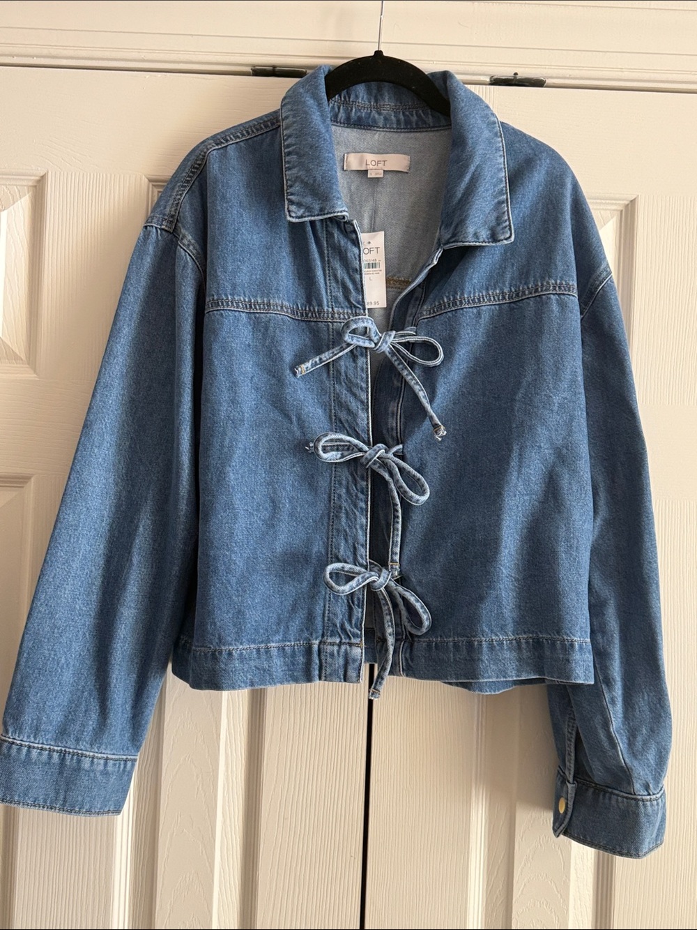 LOFT Light Blue Denim Tie-Front Jacket